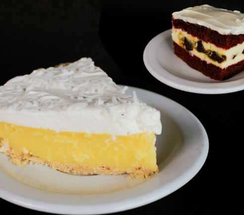lemon pie and red velvet cake